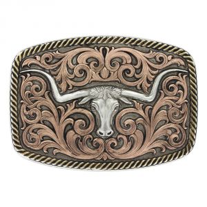 Montana Silversmiths Tri-Color Champion Texas Longhorn Buckle (33010TRI)